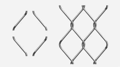 Chain link metal fence elements Stock Illustration