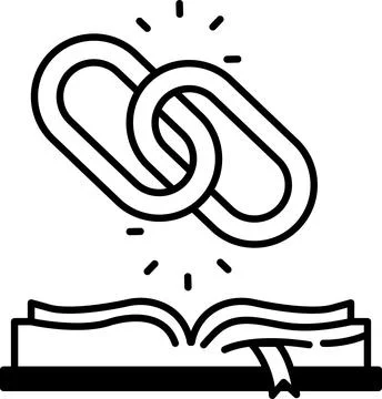 Chain link is shown above an open book Stock Illustration