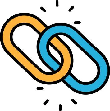 A chain link symbol is shown with a bright light shining on it Stock Illustration