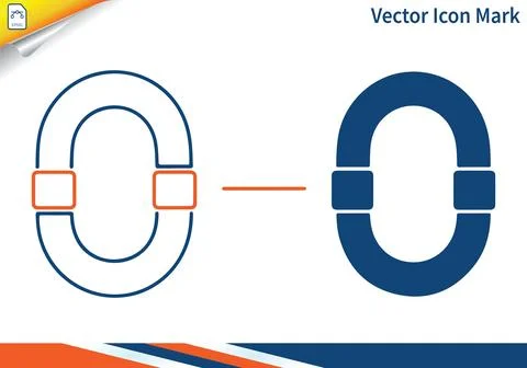 Chain link vector icon mark, outline and glyph illustration symbol. Illustrazione stock