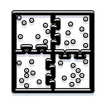Chain linking square puzzle pieces with bubbles Stock Illustration