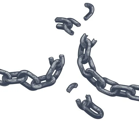 Chain Links Breaking Freedom Design Stock Illustration