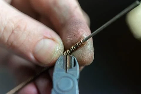 Chain making process. jewelry making. making a gold chain by a jeweler. repair Stock Photos