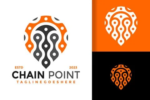 Chain mark point logo design vector symbol icon illustration Stock Illustration