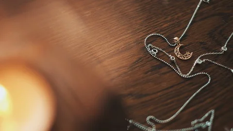 Chain With A Medallion In The Form Of Moon And Star. Stock-Footage 108608209