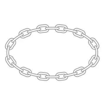 Chain oval frame - metallic links round border Stock Illustration
