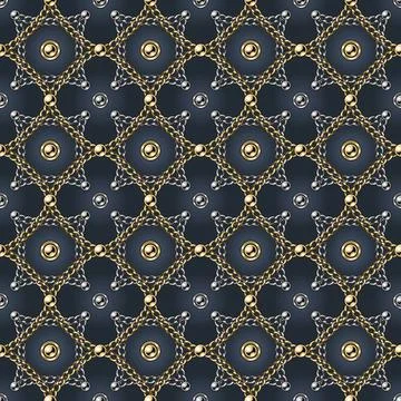 Chain pattern with squares, rhombuses, buttons Stock Illustration