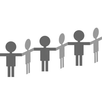 Chain of people isolated on white background Stock Illustration