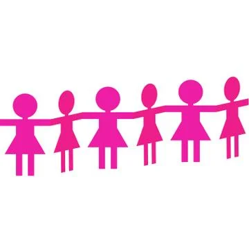 Chain of people isolated on white background Stock Illustration