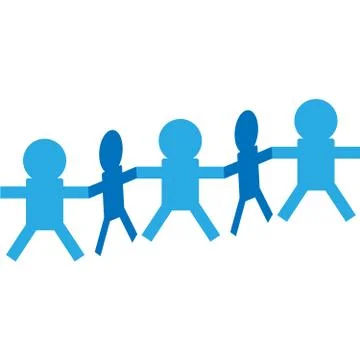 Chain of people isolated on white background Stock Illustration