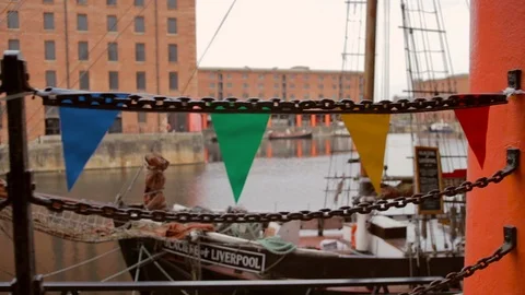 Chain rail to ship in dock Stock Footage 115325956