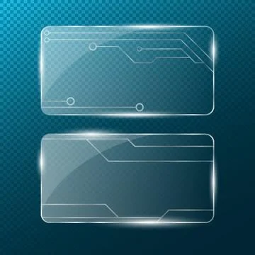 Chain. Rectangular transparent glass on a transparent blue background. New Illustrazione stock