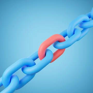 Chain with red link, Block chain, Crypto currency, 3D Rendering. Stock Illustration