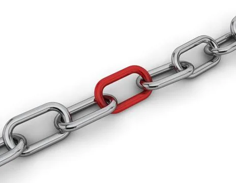 Chain with red link Stock Illustration