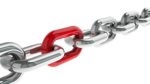 Chain with red link Illustrazione stock