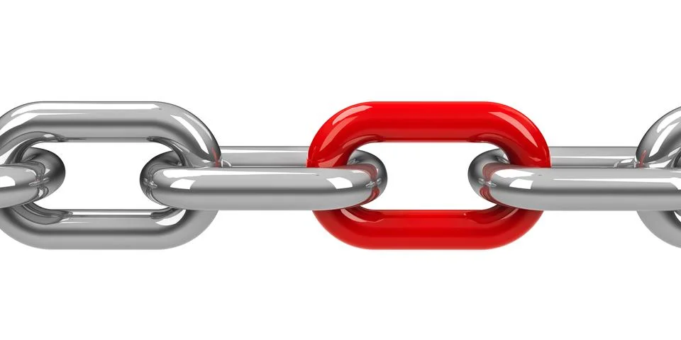 Chain with red link Stock Illustration