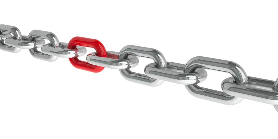 Chain with red link Stock Illustration
