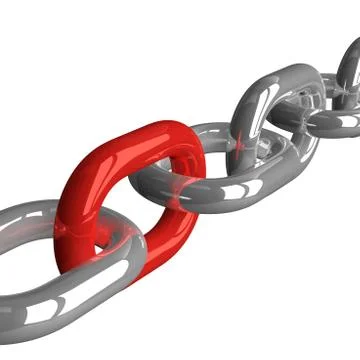 Chain with red link Stock Illustration