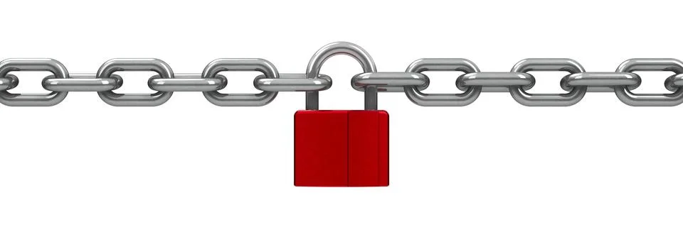 Chain with red lock Stock Illustration