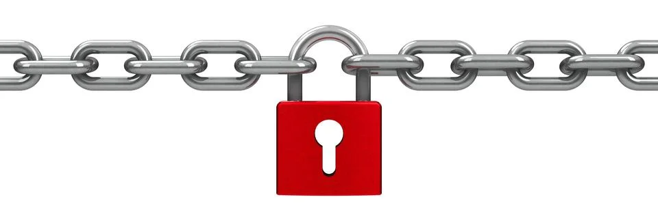 Chain with red lock Stock Illustration