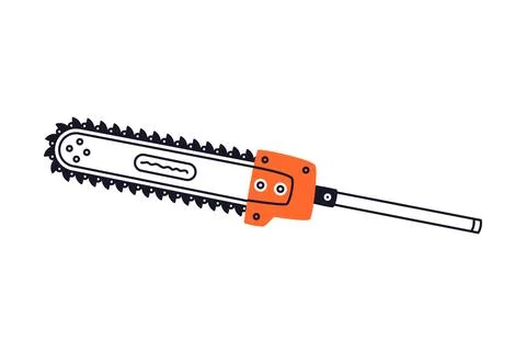Chain Saw as Petrol Hand Tool and Equipment for Repair Work Vector Illustration Stock Illustration