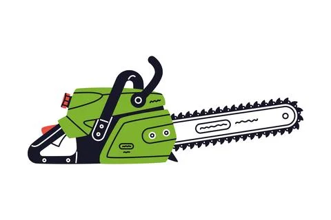 Chain Saw as Petrol Hand Tool and Equipment for Repair Work Vector Illustration Stock Illustration