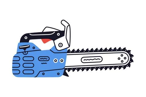 Chain Saw as Petrol Hand Tool and Equipment for Repair Work Vector Illustration Stock Illustration