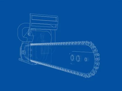 Chain saw. Vector rendering of 3d Stock Illustration