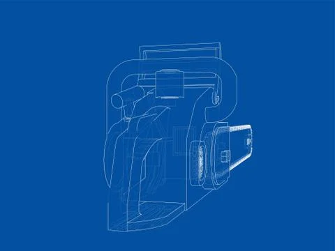 Chain saw. Vector rendering of 3d Stock Illustration
