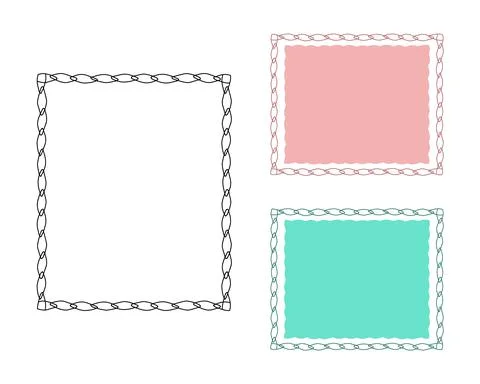 Chain shape border, rectangle Frames set. Vector. Pink, blue, black colors Stock Illustration