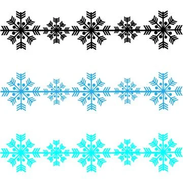 Chain of snowflakes isolated on white background Stock Illustration