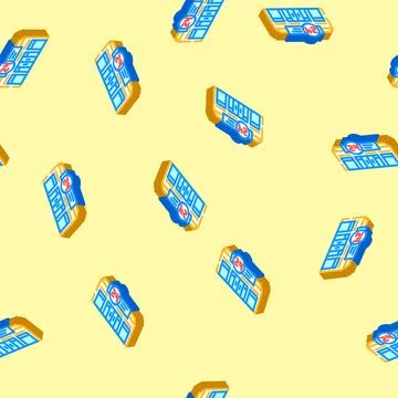 Chain store isometric icon seamless pattern Stock Illustration