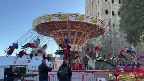 Chain swing carousel in motion Stock Footage 229393409