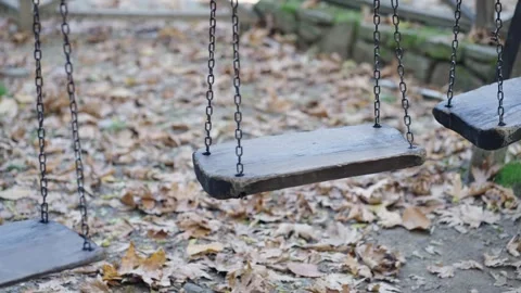 Chain swing in empty park, slow motion Stock Footage 257940658