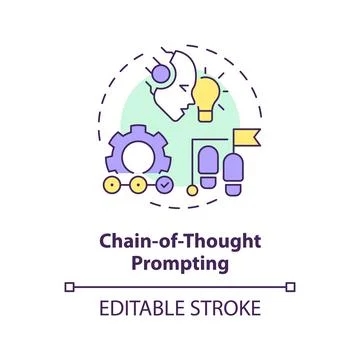 Chain-of-thought prompting multi color concept icon Stock Illustration