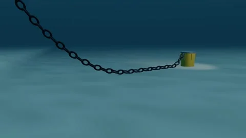 Chain touchdown zone beside a driven pile anchor wide shot loop 스톡 동영상 344651599