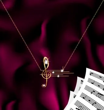 Chain with treble clef and notes Illustrazione stock