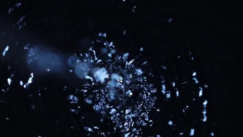 Chain of unfocused drops of water are falling and making ripples. Slow motion. Stock Footage