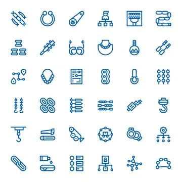 Chain Vector Icon Toolkit featuring 36 Editable 128x128 Bold Line elements Stockillustratie