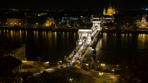 Chainbridge from the top with roundabout Stock Footage 38797411
