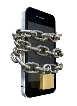 Chained and padlocked smartphone Illustrazione stock