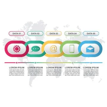 Chained Connected Circle Abstract Business Infographic Template Stock Illustration