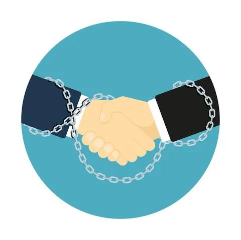 Chained handshake icon Stock Illustration