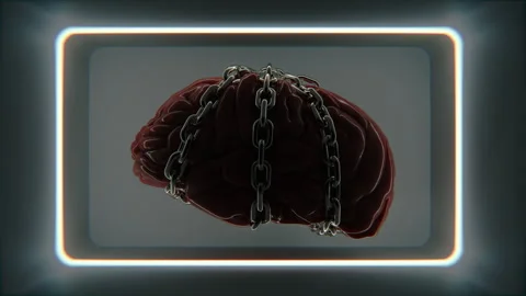 Chained Human Brain Being Scanned Stock Footage 285525461