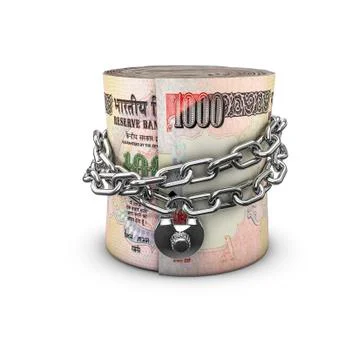 Chained money roll rupees Stock-Illustration