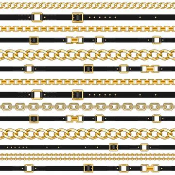 Chains and belts on white Stock Illustration