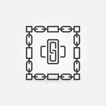 Chains and Blocks line icon - Blockchain vector symbol Stock-Illustration