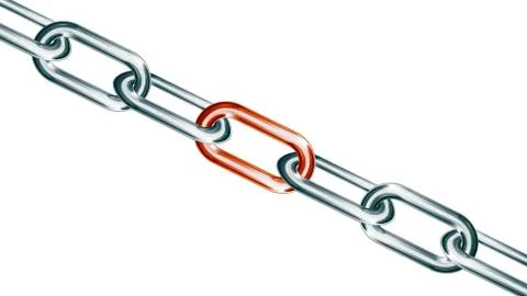 Chains are connected by red hot link on a white background, connected group c Stock Illustration