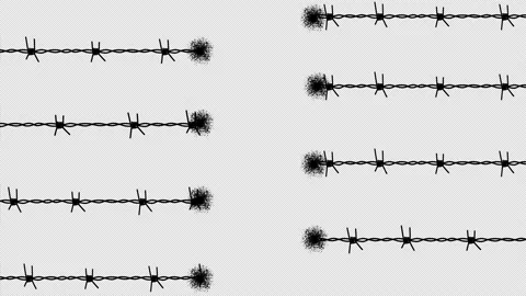 Chains of barbed wire on a transparent background. Alpha channel Stock Footage 170367300