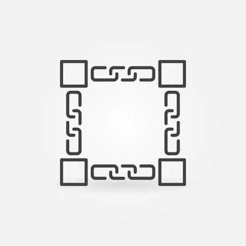 Chains with Blocks line icon. Blockchain Technology symbol Stock Illustration